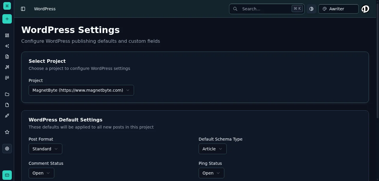 WordPress Connection Setup
